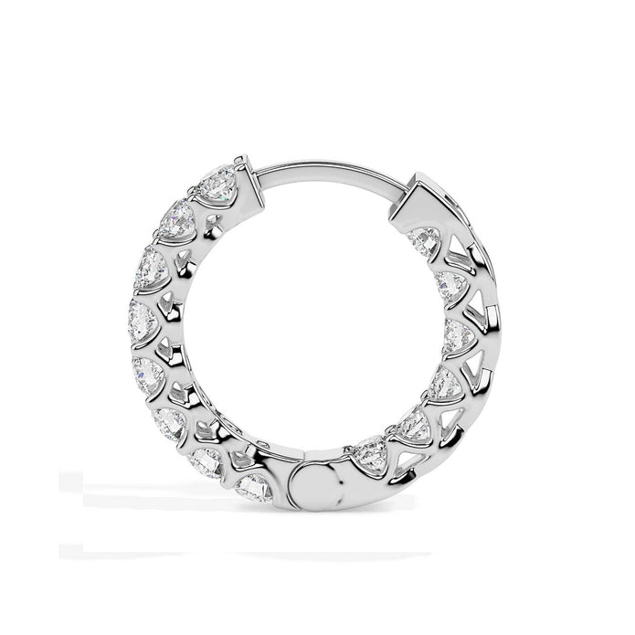 0.97Ct Round Prong Set Lab-Grown Diamond Gold Hoop Earrings