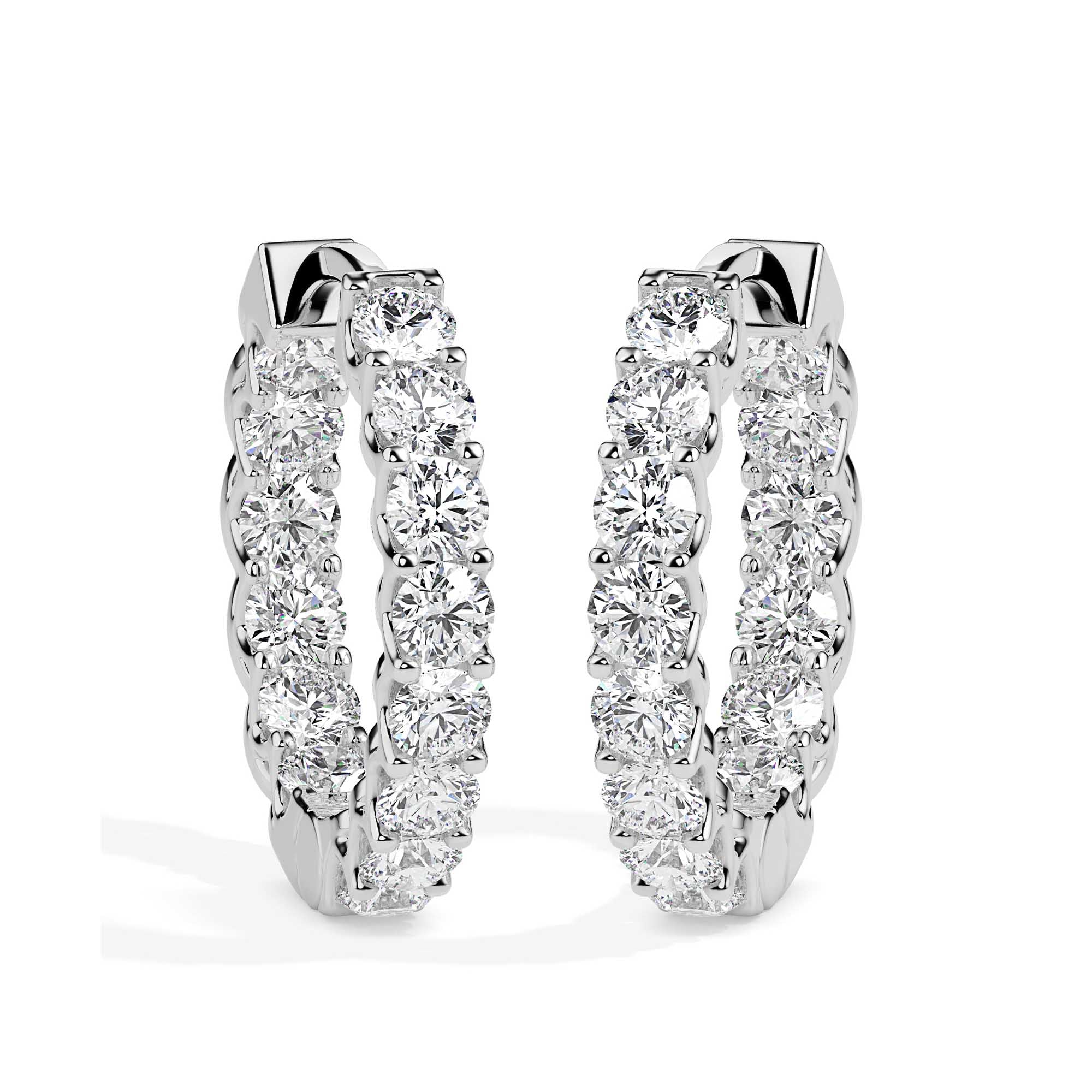 0.97Ct Round Prong Set Lab-Grown Diamond Gold Hoop Earrings