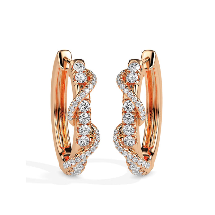 0.40Ct Twisted Prong Set Lab-Grown Diamond Gold Hoop Earrings
