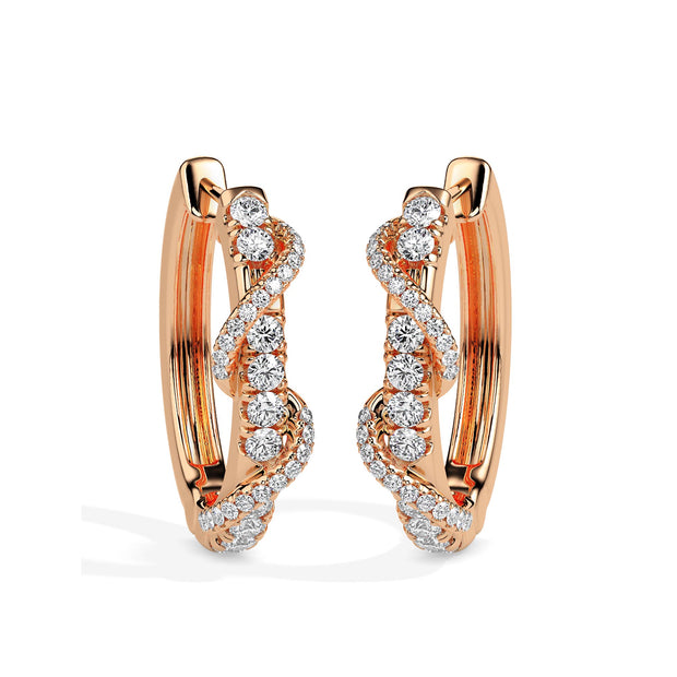 0.40Ct Twisted Prong Set Lab-Grown Diamond Gold Hoop Earrings