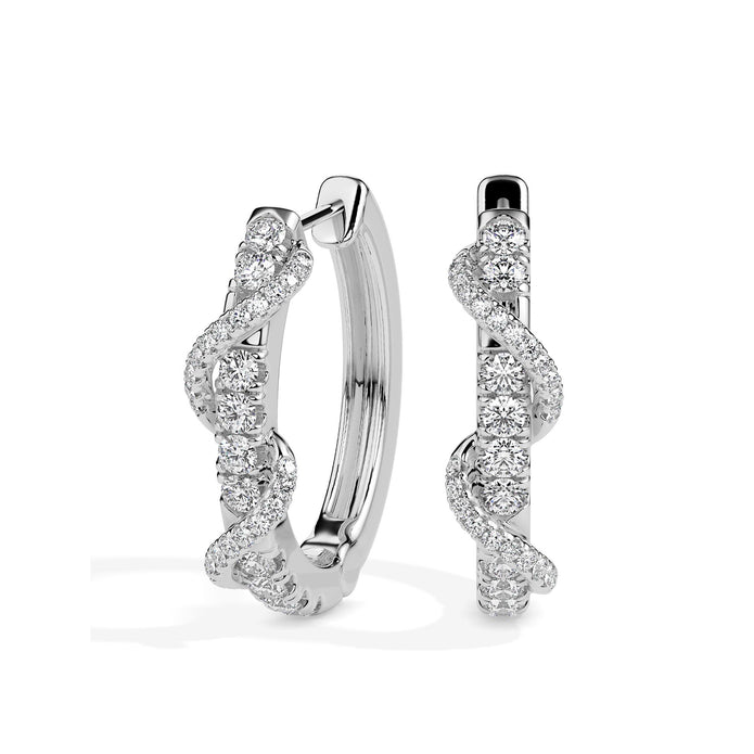 0.40Ct Twisted Prong Set Lab-Grown Diamond Gold Hoop Earrings