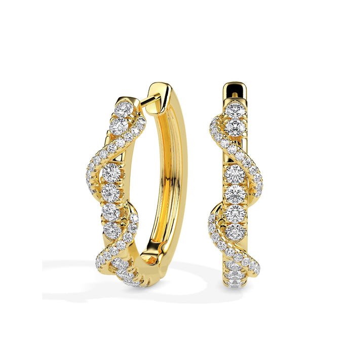 0.40Ct Twisted Prong Set Lab-Grown Diamond Gold Hoop Earrings