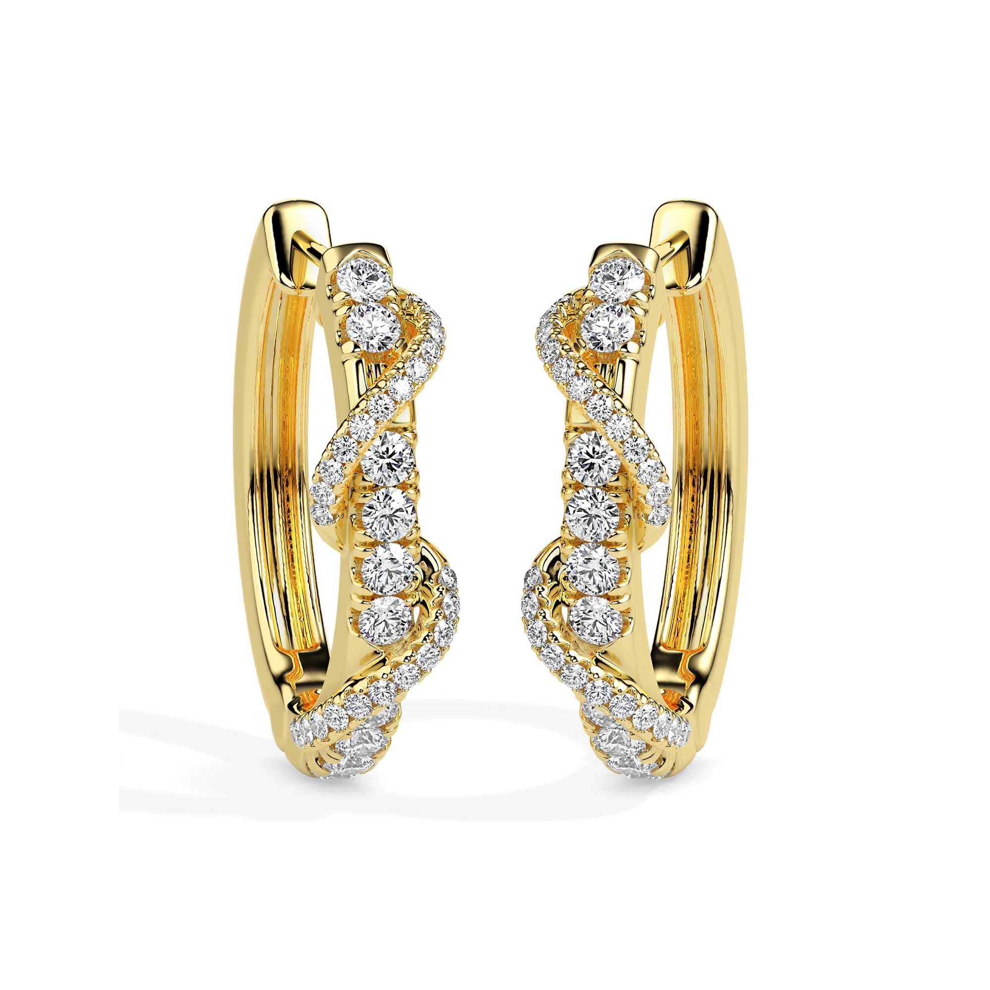 0.40Ct Twisted Prong Set Lab-Grown Diamond Gold Hoop Earrings