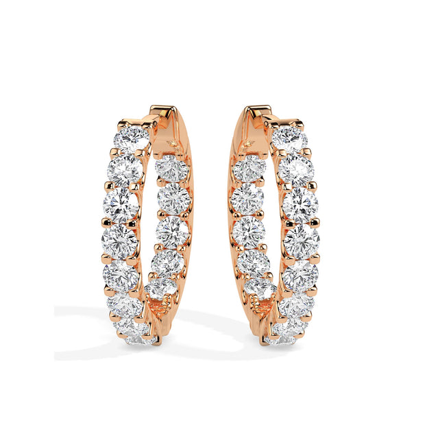 0.78Ct "Inside-Out" Styles Prong Set Lab-Grown Diamond Gold Hoop Earrings