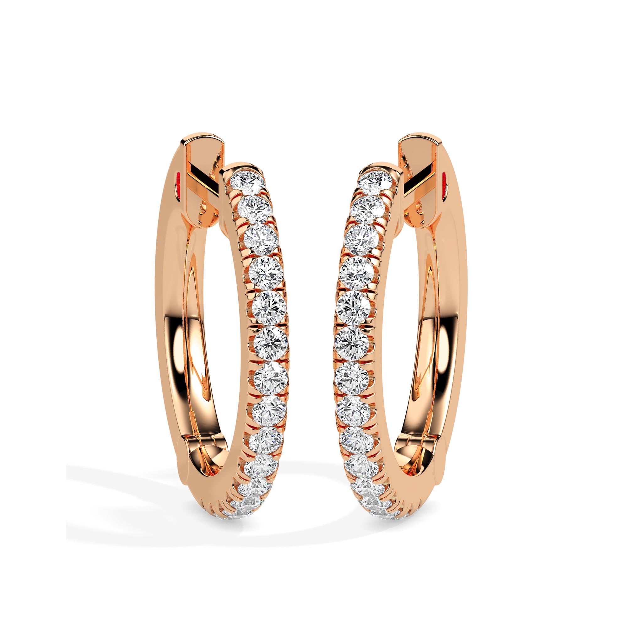 0.40Ct Round Pave Lab-Grown Diamond Gold Hoop Earrings