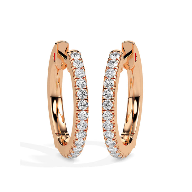 0.40Ct Round Pave Lab-Grown Diamond Gold Hoop Earrings