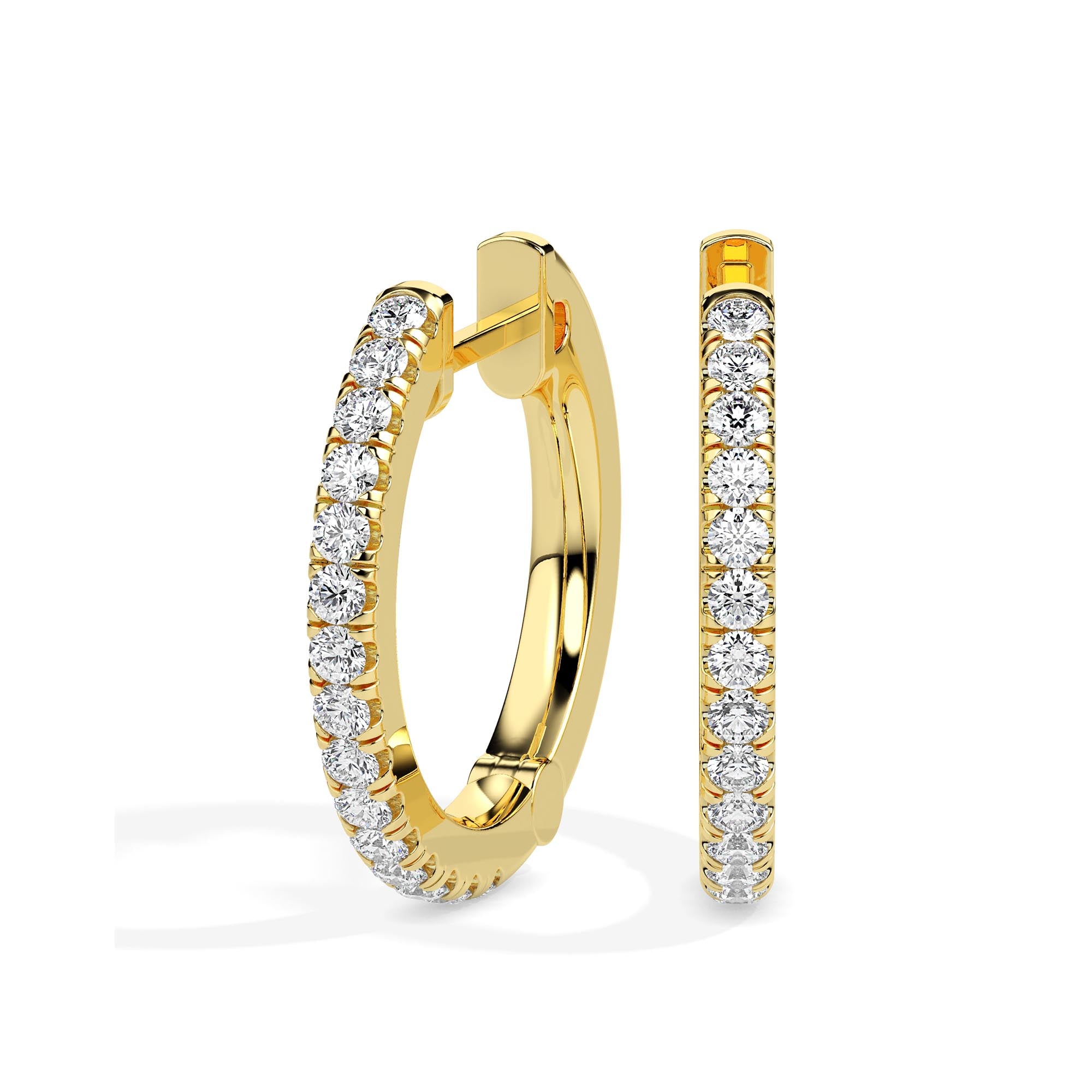 0.40Ct Round Pave Lab-Grown Diamond Gold Hoop Earrings