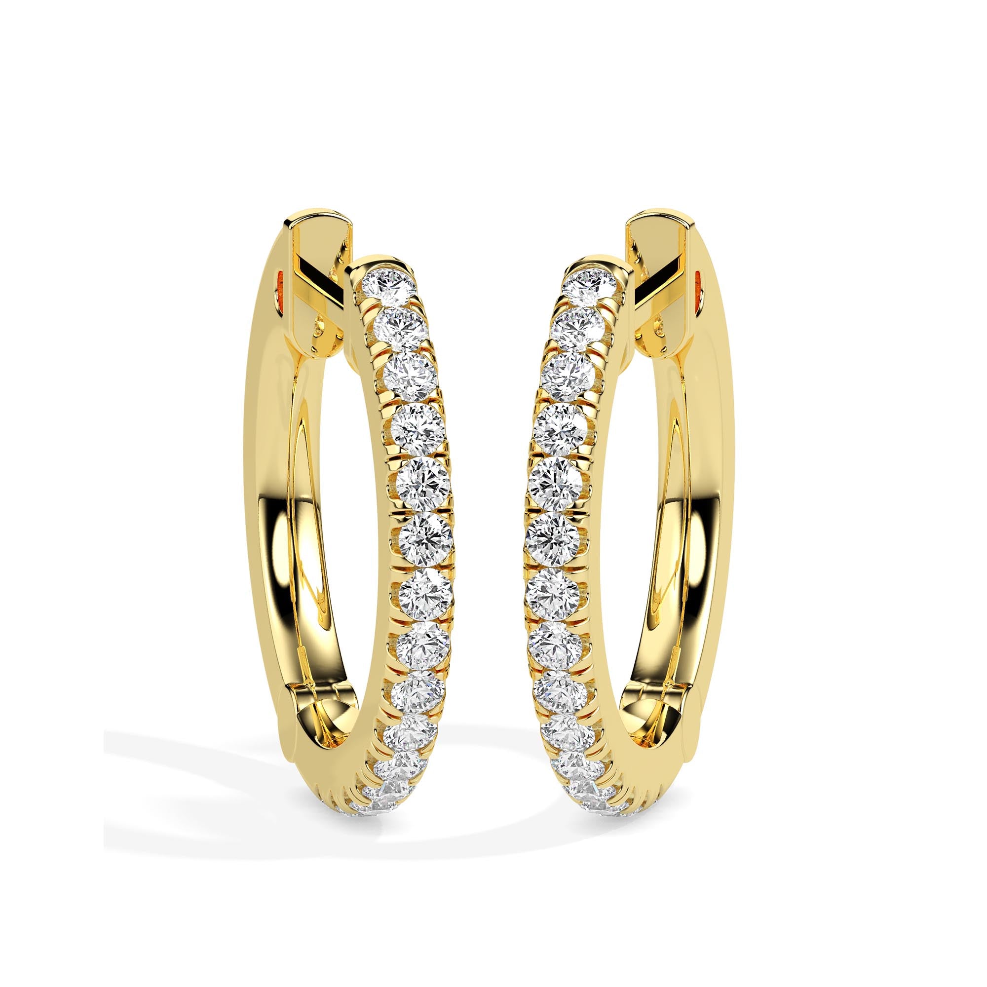 0.40Ct Round Pave Lab-Grown Diamond Gold Hoop Earrings