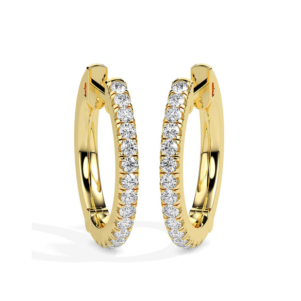 0.40Ct Round Pave Lab-Grown Diamond Gold Hoop Earrings