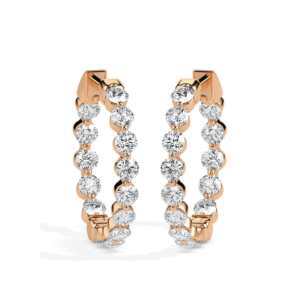 0.97Ct "Inside-Out" Style Prong Lab-Grown Diamond Gold Hoop Earrings