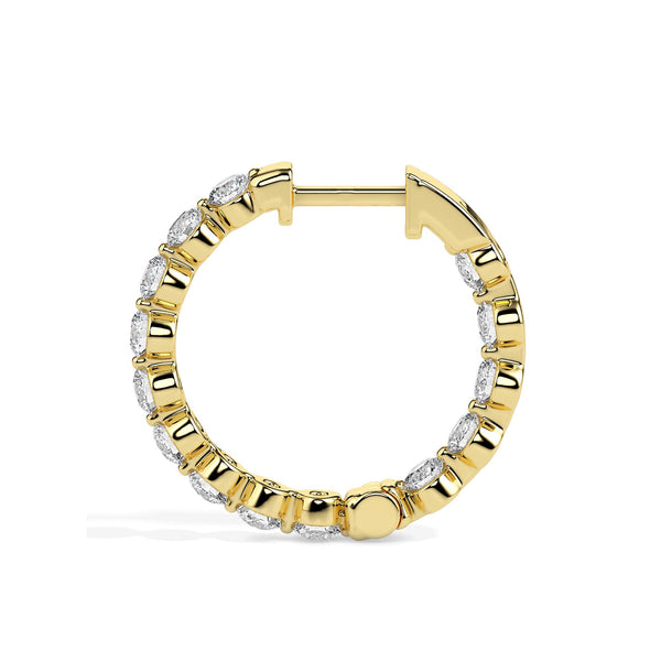 0.97Ct "Inside-Out" Style Prong Lab-Grown Diamond Gold Hoop Earrings
