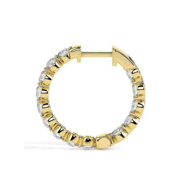 0.97Ct "Inside-Out" Style Prong Lab-Grown Diamond Gold Hoop Earrings