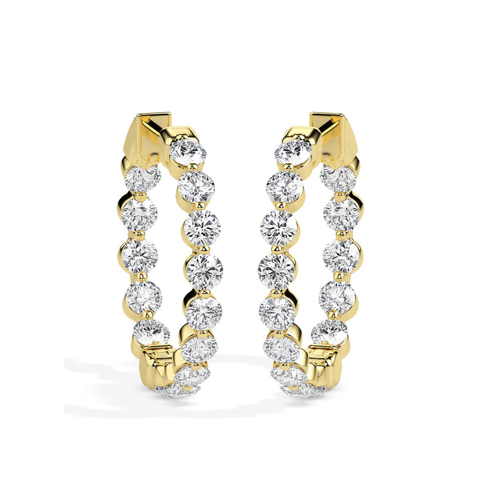 0.97Ct "Inside-Out" Style Prong Lab-Grown Diamond Gold Hoop Earrings