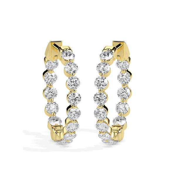 0.97Ct "Inside-Out" Style Prong Lab-Grown Diamond Gold Hoop Earrings