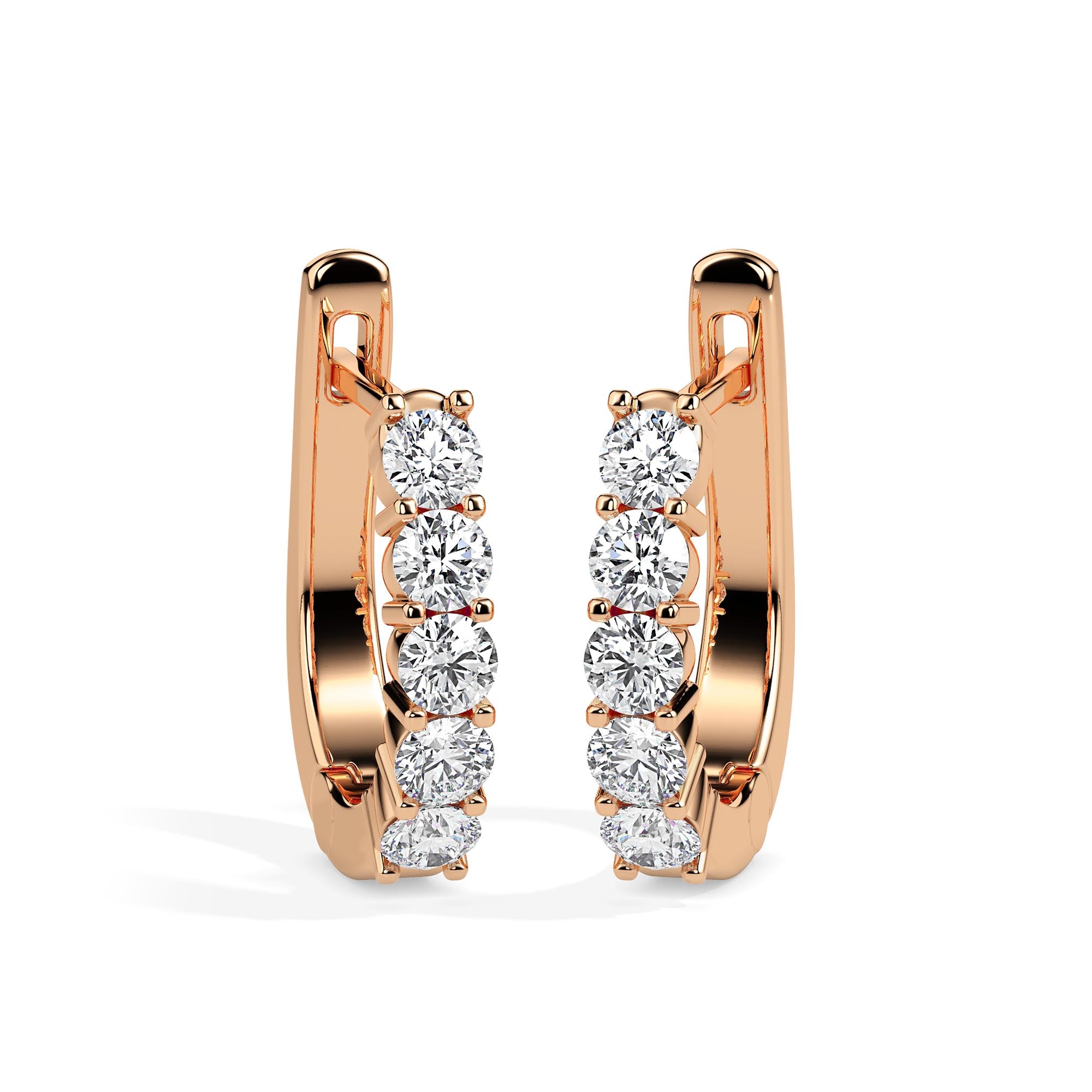 0.46Ct Round Prong Set Lab-Grown Diamond Gold Hoop Earrings