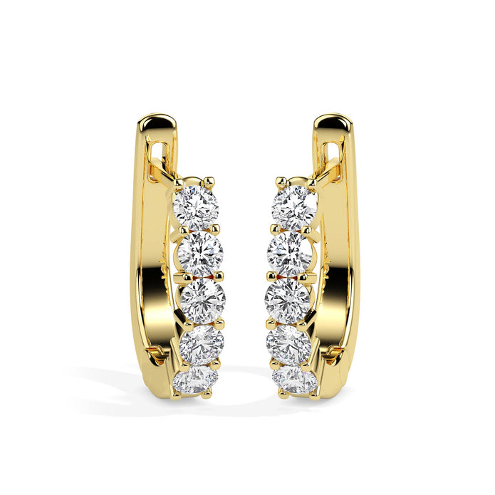 0.46Ct Round Prong Set Lab-Grown Diamond Gold Hoop Earrings