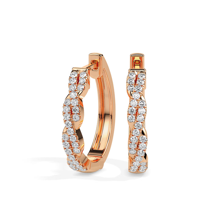 0.21Ct Twisted Pave Lab-Grown Diamond Gold Hoop Earrings
