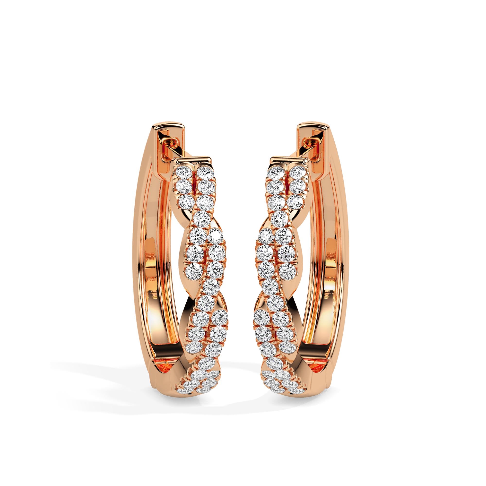 0.21Ct Twisted Pave Lab-Grown Diamond Gold Hoop Earrings