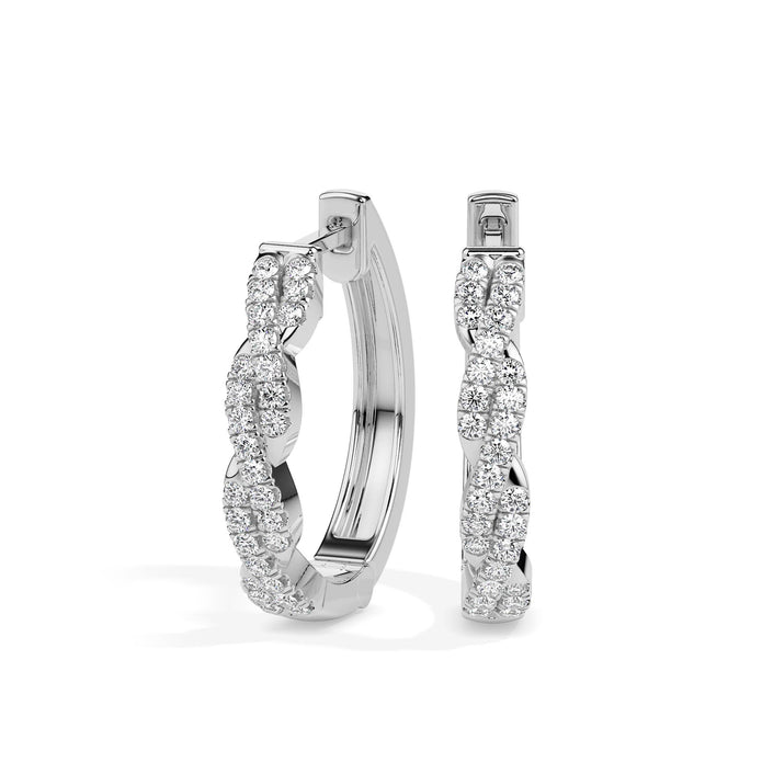 0.21Ct Twisted Pave Lab-Grown Diamond Gold Hoop Earrings