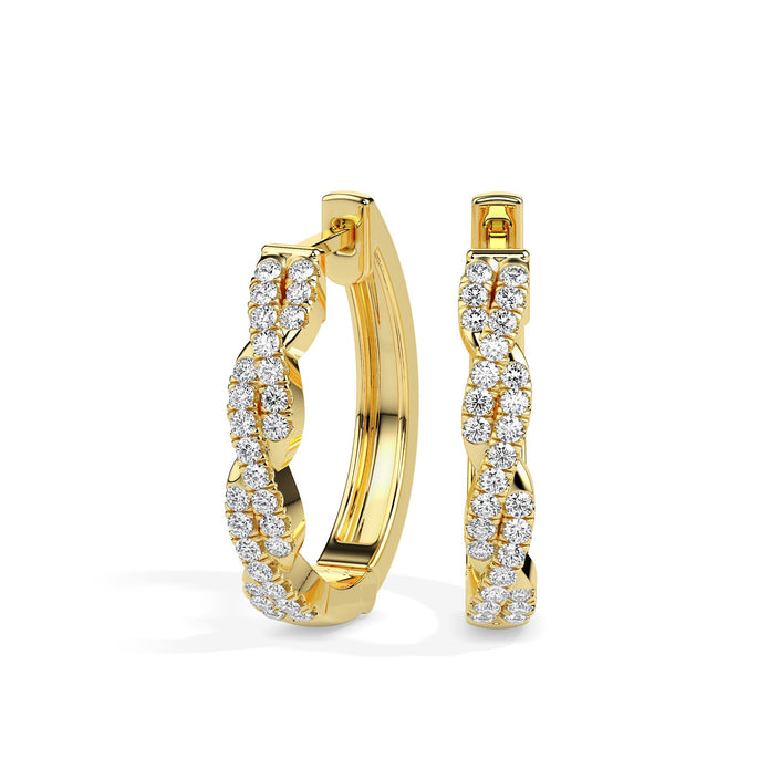 0.21Ct Twisted Pave Lab-Grown Diamond Gold Hoop Earrings