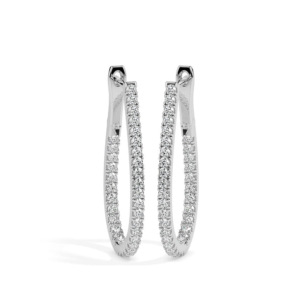 0.83Ct "Inside Out" Style Pave Set Lab-Grown Diamond Gold Hoop Earrings