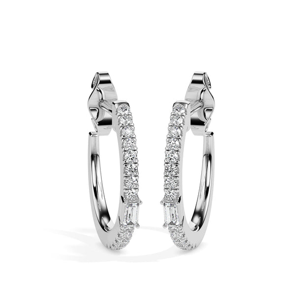 0.33Ct Baguette Prong Set Lab-Grown Diamond Gold Hoop Earrings