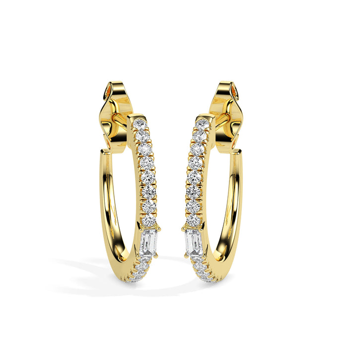 0.33Ct Baguette Prong Set Lab-Grown Diamond Gold Hoop Earrings