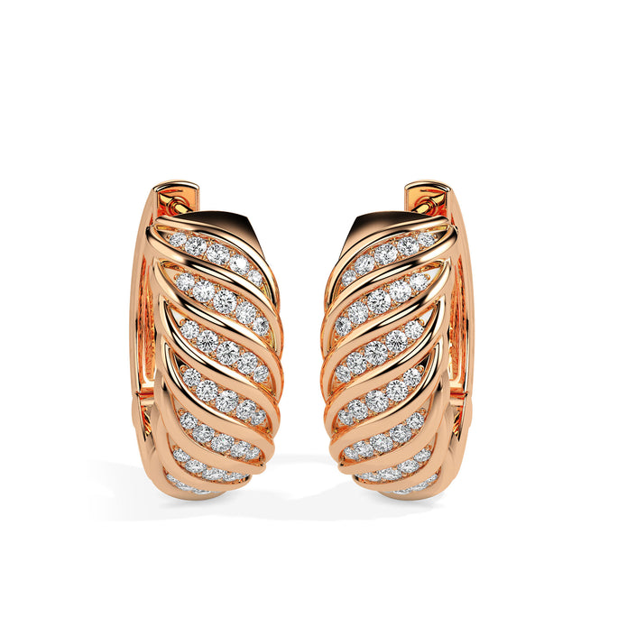 0.38Ct Distinctive Swirl Designe Lab-Grown Diamond Gold Hoop Earrings