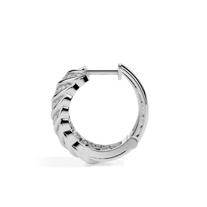 0.38Ct Distinctive Swirl Designe Lab-Grown Diamond Gold Hoop Earrings