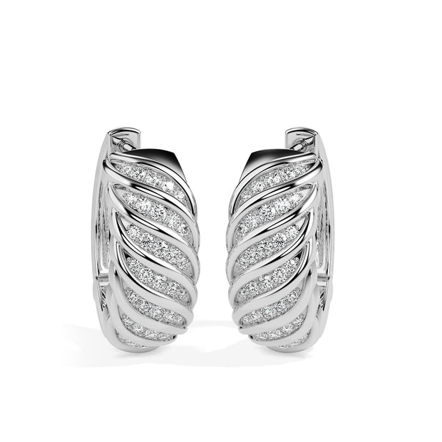 0.38Ct Distinctive Swirl Designe Lab-Grown Diamond Gold Hoop Earrings