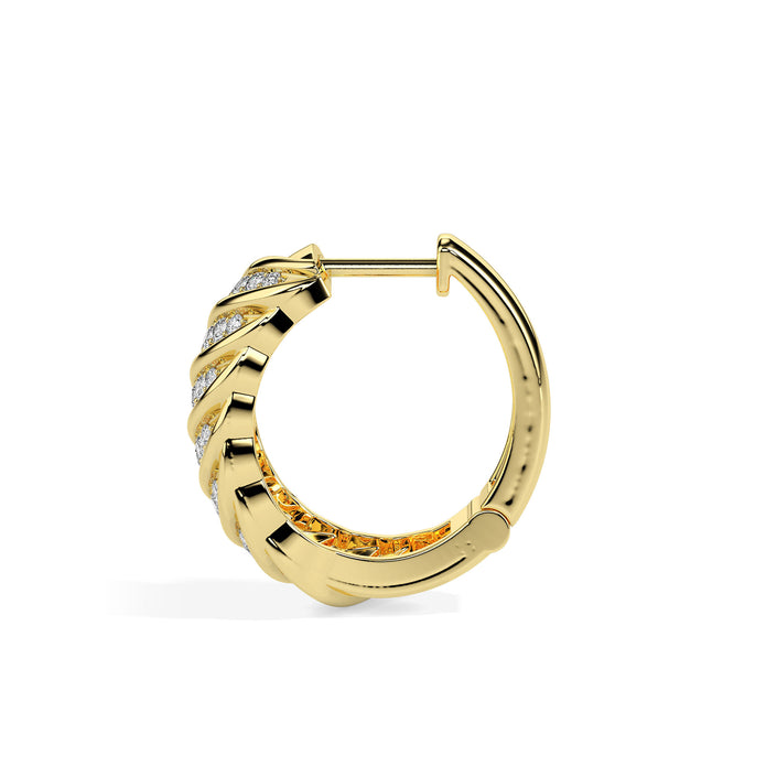 0.38Ct Distinctive Swirl Designe Lab-Grown Diamond Gold Hoop Earrings