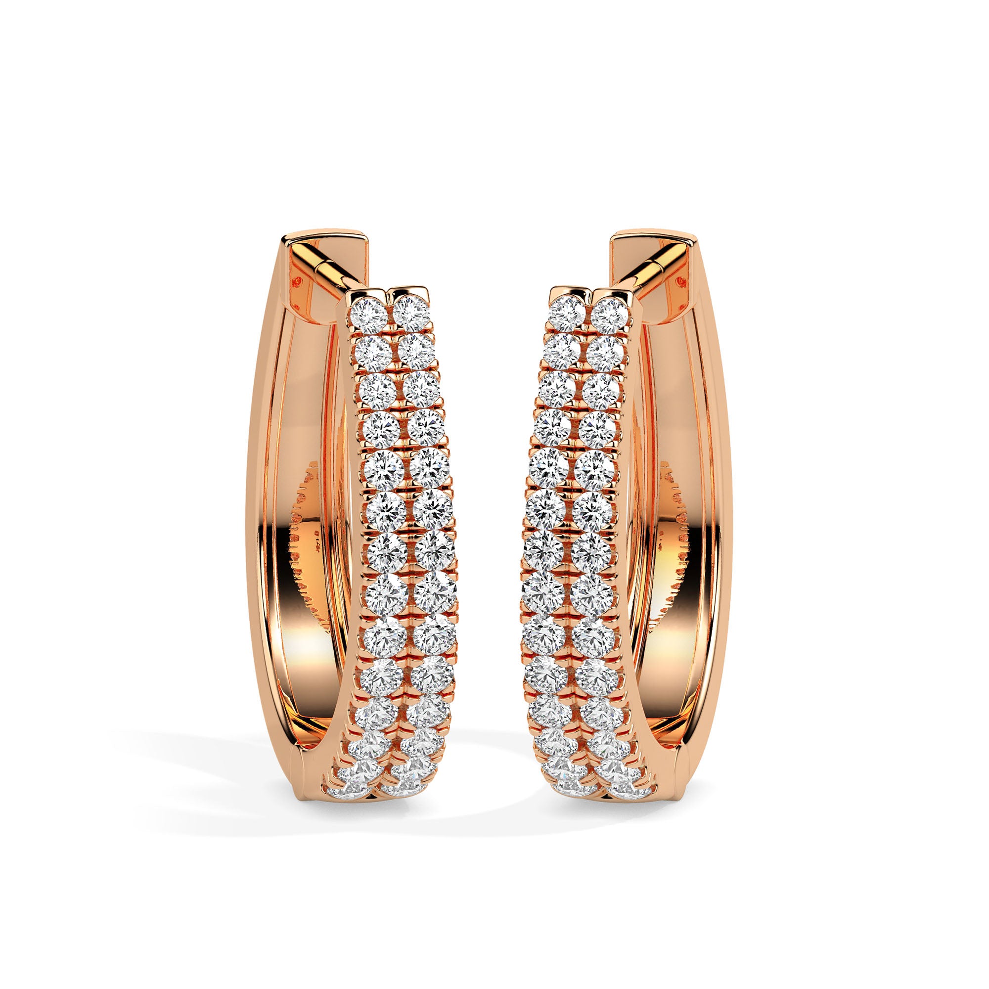 0.40Ct Double Row Pave Set Lab-Grown Diamond Gold Hoop Earrings