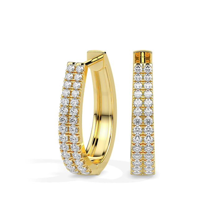 0.40Ct Double Row Pave Set Lab-Grown Diamond Gold Hoop Earrings