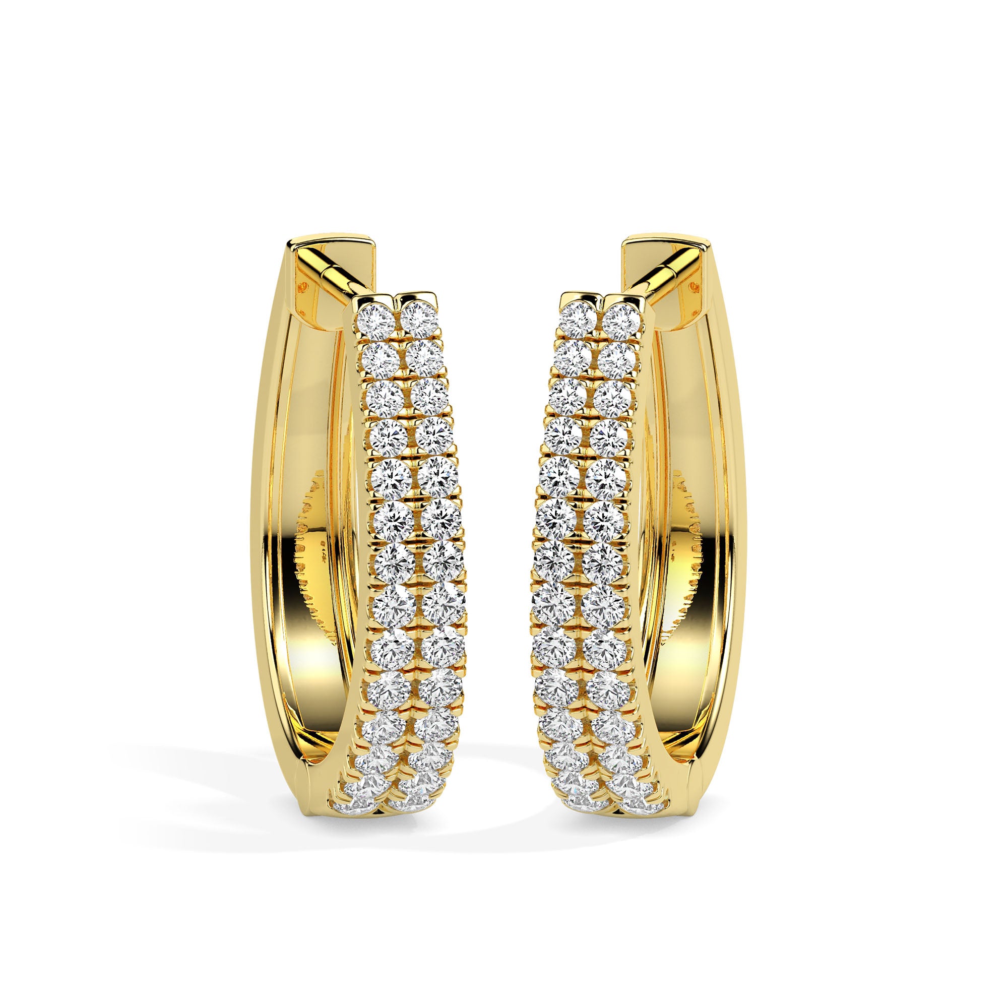 0.40Ct Double Row Pave Set Lab-Grown Diamond Gold Hoop Earrings