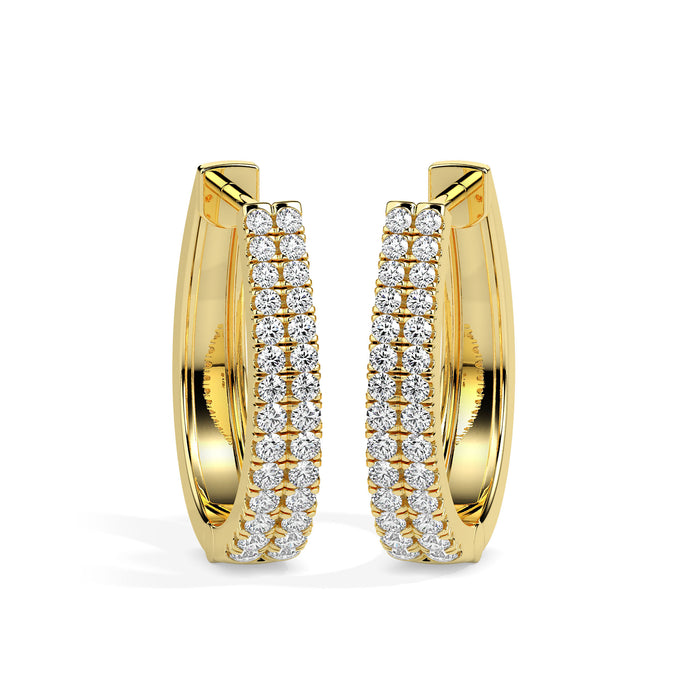 0.40Ct Double Row Pave Set Lab-Grown Diamond Gold Hoop Earrings