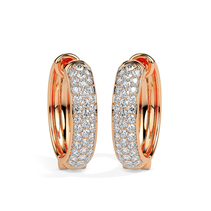 0.61Ct Pave Set With Cluster Lab-Grown Diamond Gold Hoop Earrings