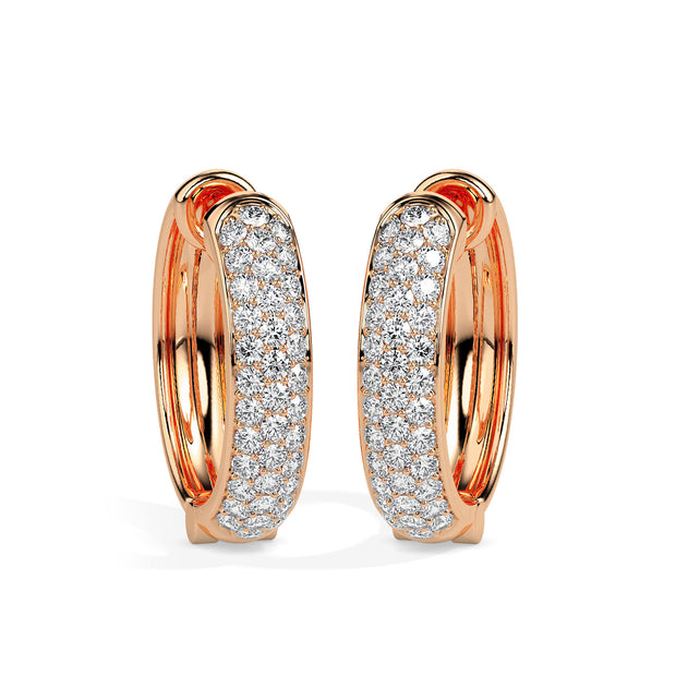 0.61Ct Pave Set With Cluster Lab-Grown Diamond Gold Hoop Earrings