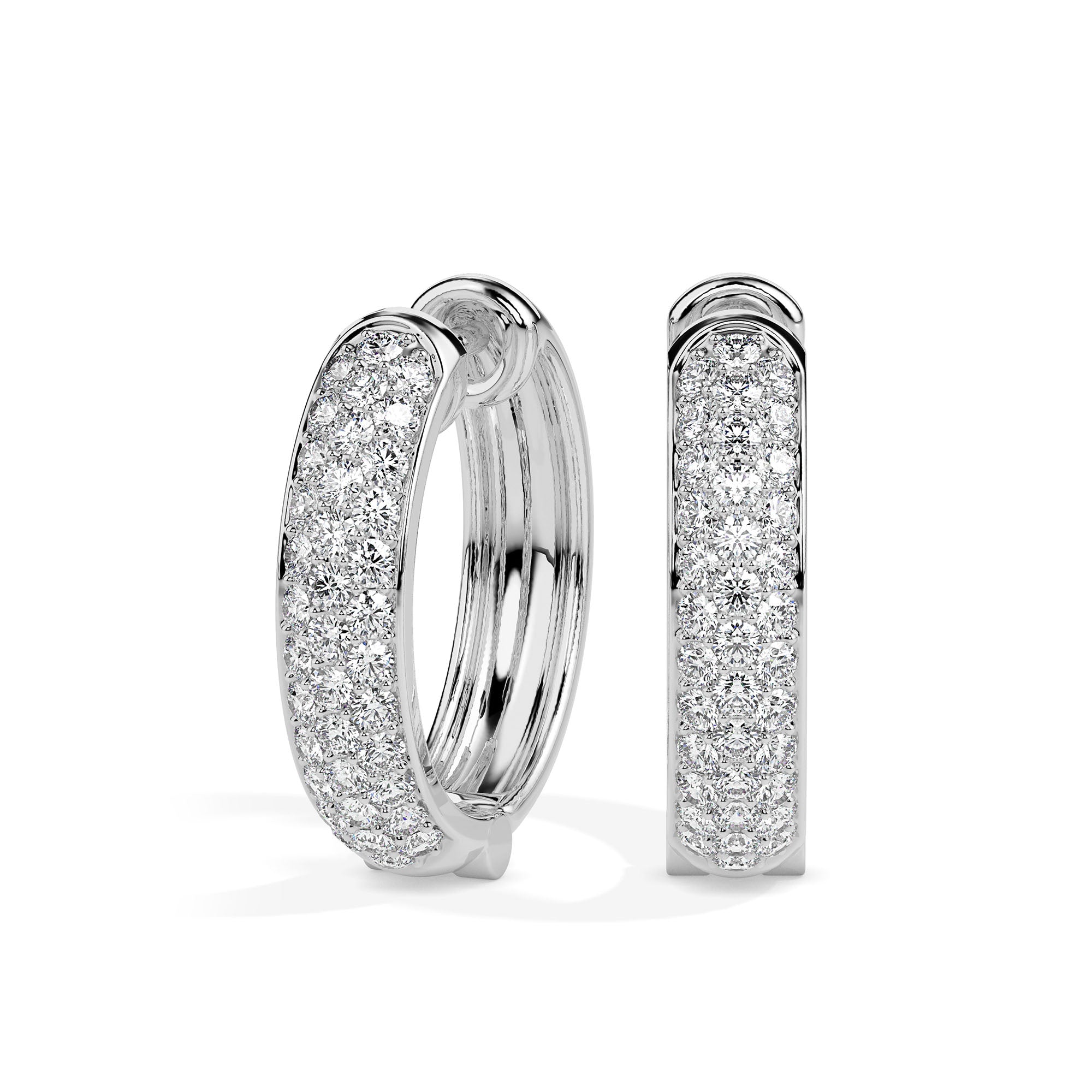 0.61Ct Pave Set With Cluster Lab-Grown Diamond Gold Hoop Earrings