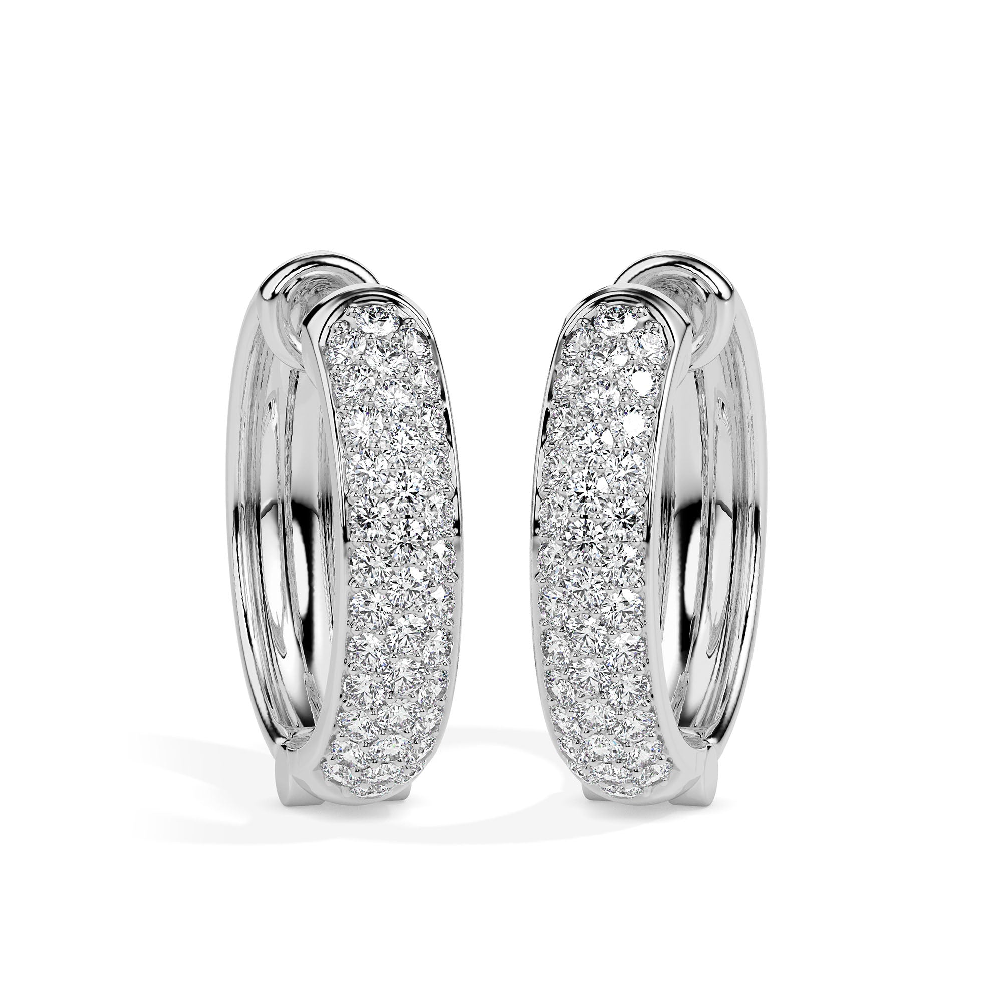 0.61Ct Pave Set With Cluster Lab-Grown Diamond Gold Hoop Earrings