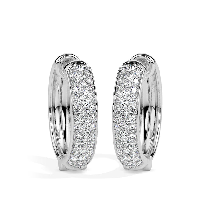 0.61Ct Pave Set With Cluster Lab-Grown Diamond Gold Hoop Earrings