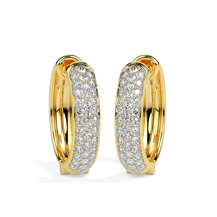 0.61Ct Pave Set With Cluster Lab-Grown Diamond Gold Hoop Earrings