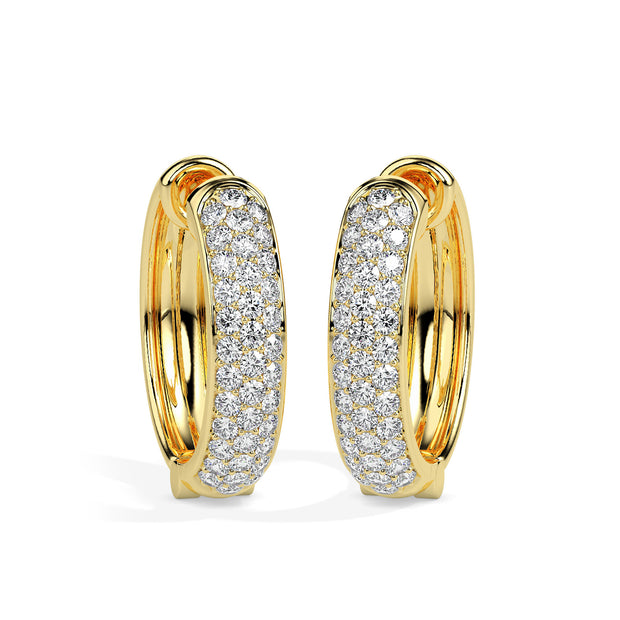 0.61Ct Pave Set With Cluster Lab-Grown Diamond Gold Hoop Earrings