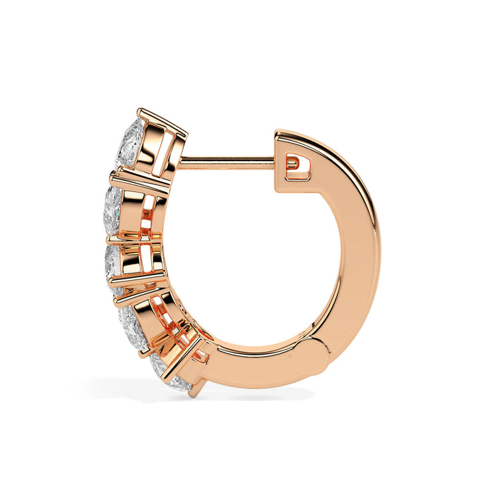 1.33Ct Leaf Style Prong Set Lab-Grown Diamond Gold Hoop Earrings