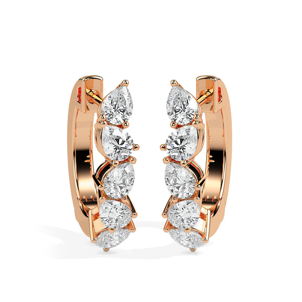1.33Ct Leaf Style Prong Set Lab-Grown Diamond Gold Hoop Earrings
