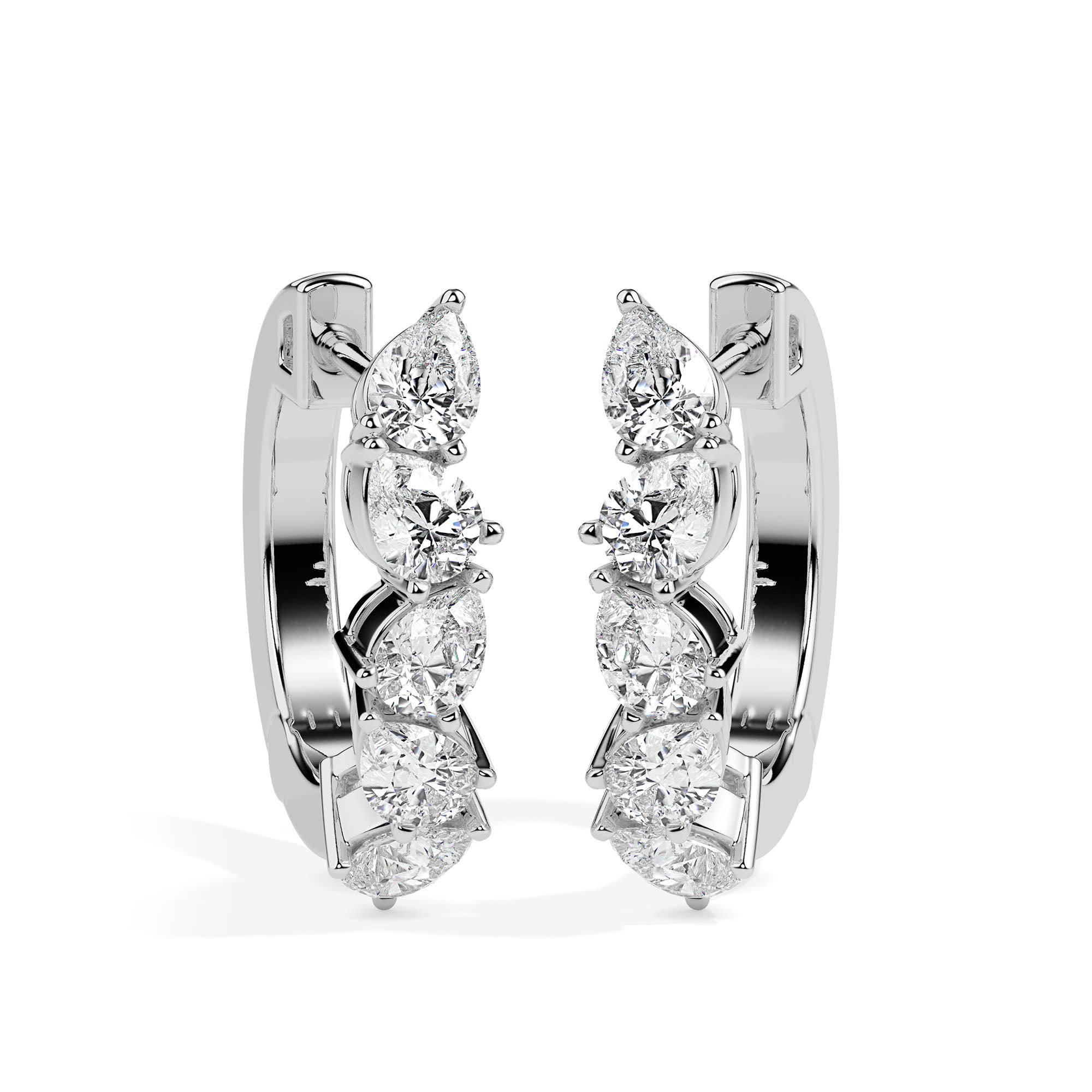 1.33Ct Leaf Style Prong Set Lab-Grown Diamond Gold Hoop Earrings