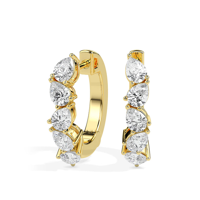 1.33Ct Leaf Style Prong Set Lab-Grown Diamond Gold Hoop Earrings