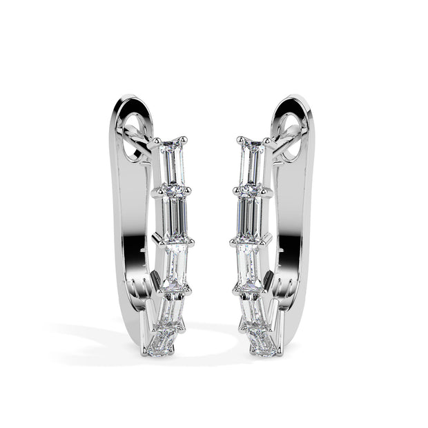 0.43Ct Baguette Prong Set Lab-Grown Diamond Gold Hoop Earrings