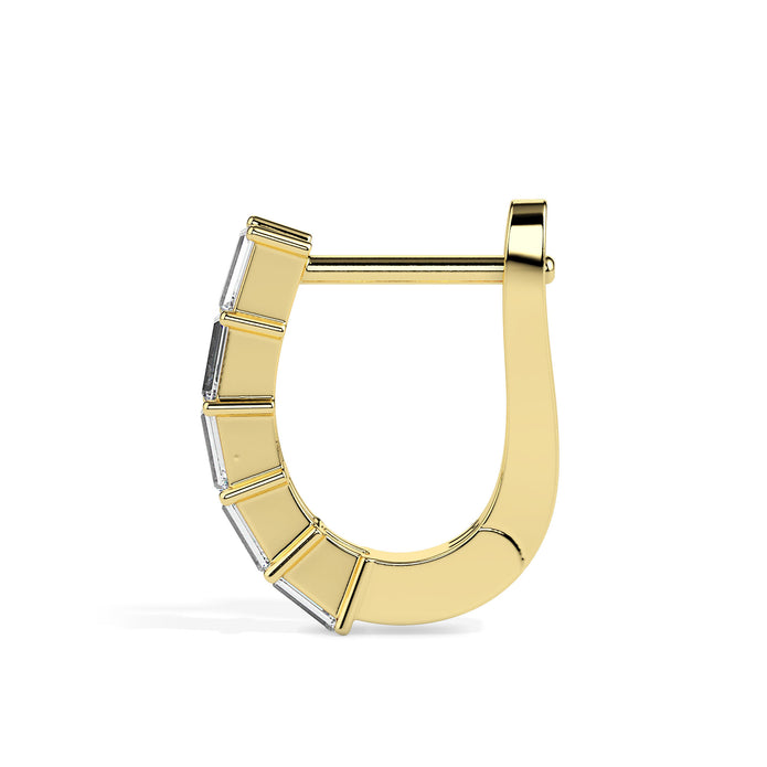 0.43Ct Baguette Prong Set Lab-Grown Diamond Gold Hoop Earrings