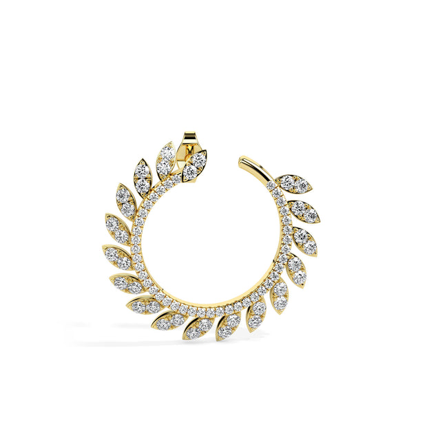 1.65Ct Leaf Designe Lab-Grown Diamond Gold Hoop Earrings