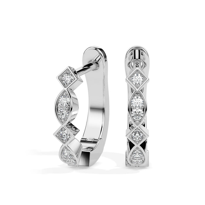 0.19Ct Square & Leaf Shape Lab-Grown Diamond Gold Hoop Earrings